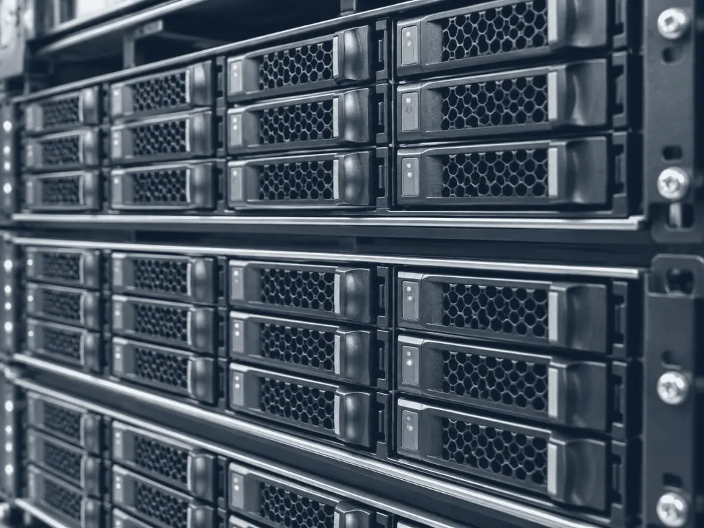 Close-up of storage arrays